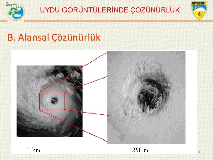 UYDU GÖRÜNTÜLERİNDE ÇÖZÜNÜRLÜK B. Alansal Çözünürlük 7 