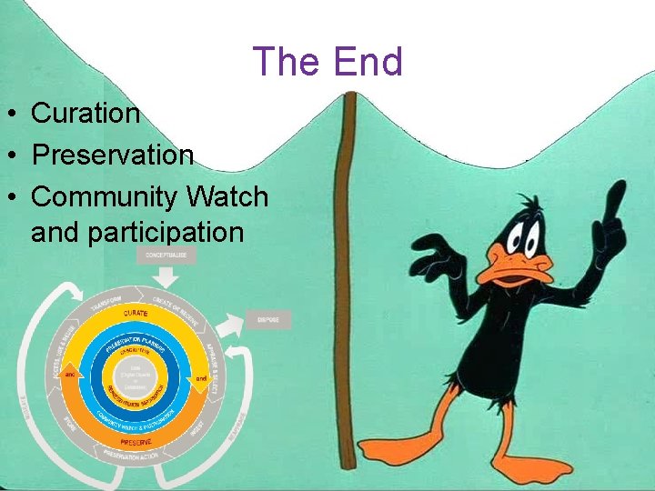 The End • Curation • Preservation • Community Watch and participation 