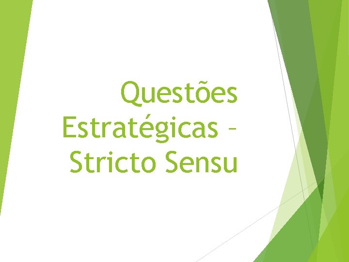 Questões Estratégicas – Stricto Sensu 