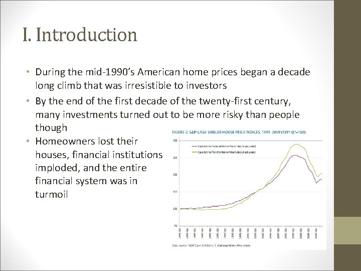 I. Introduction • During the mid 1990’s American home prices began a decade long