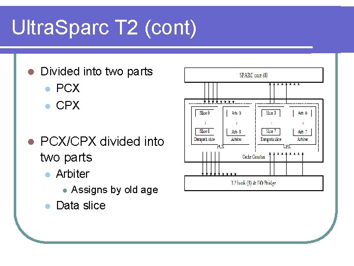 Ultra. Sparc T 2 (cont) l Divided into two parts l PCX l CPX