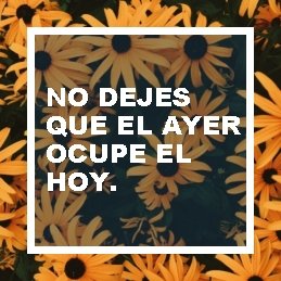 NO DEJES QUE EL AYER OCUPE EL HOY. 