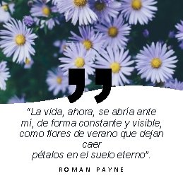 “ “La vida, ahora, se abría ante mí, de forma constante y visible, como