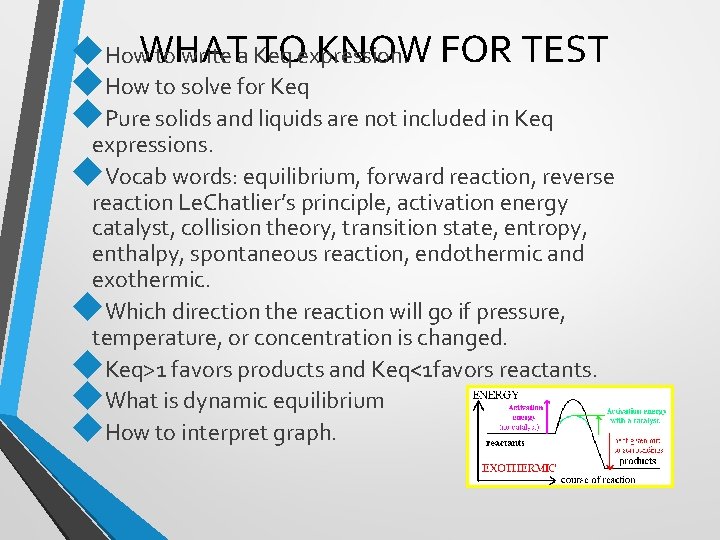TOexpression. KNOW FOR TEST How. WHAT to write a Keq How to solve for