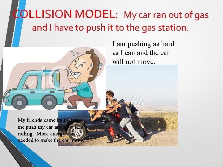 COLLISION MODEL: My car ran out of gas and I have to push it