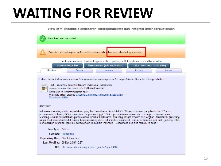 WAITING FOR REVIEW 15 
