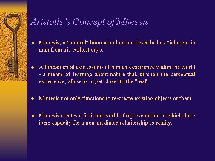 Aristotle’s Concept of Mimesis ¨ Mimesis, a "natural" human inclination described as "inherent in
