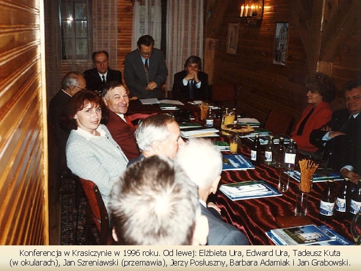 Konferencja w Krasiczynie w 1996 roku. Od lewej: Elżbieta Ura, Edward Ura, Tadeusz Kuta