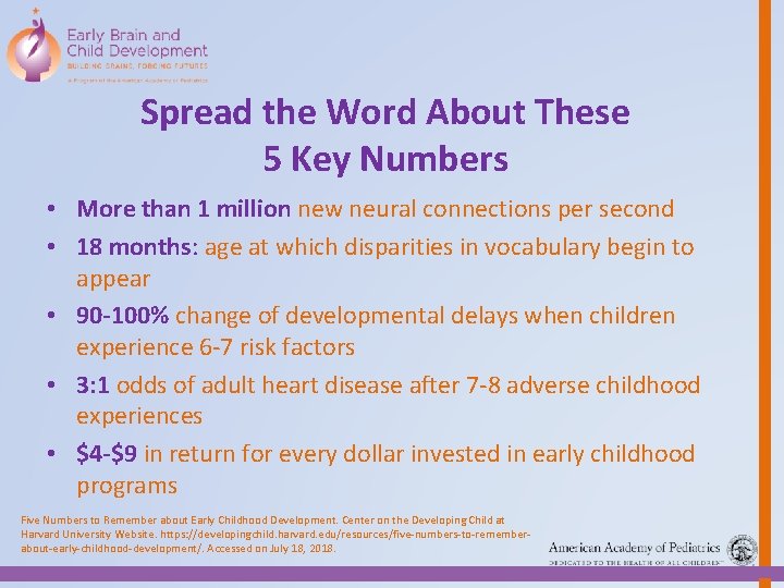 Spread the Word About These 5 Key Numbers • More than 1 million new