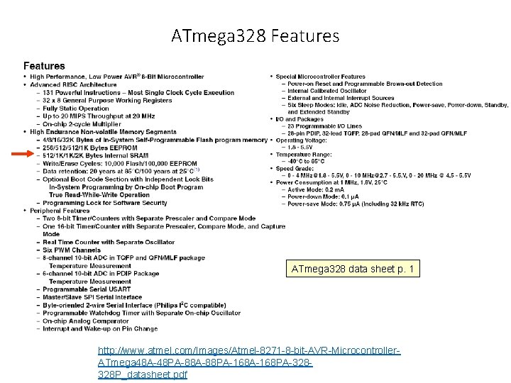 ATmega 328 Features ATmega 328 data sheet p. 1 http: //www. atmel. com/Images/Atmel-8271 -8