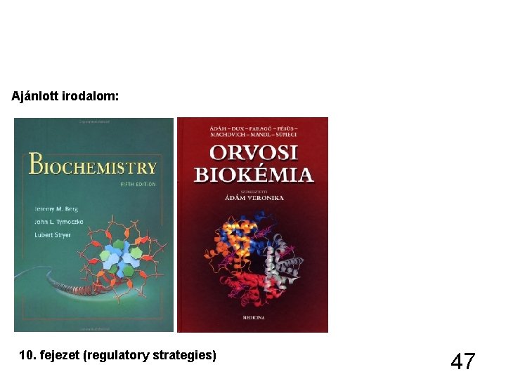 Ajánlott irodalom: 10. fejezet (regulatory strategies) 47 