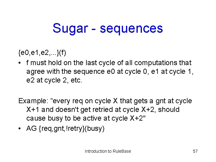 Sugar - sequences {e 0, e 1, e 2, . . . }(f) •