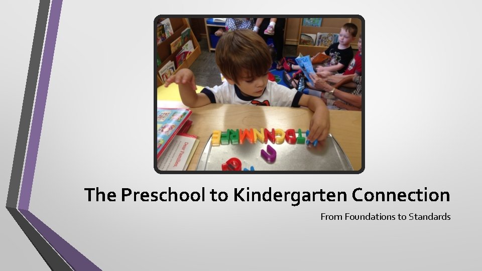 The Preschool to Kindergarten Connection From Foundations to Standards 