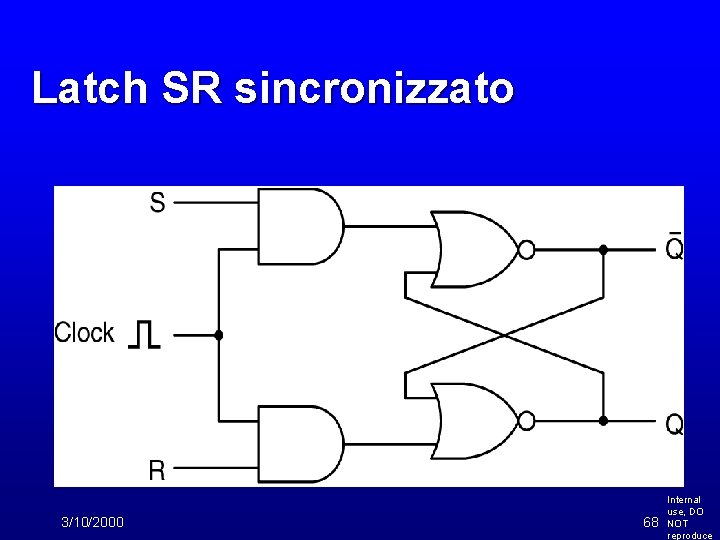 Latch SR sincronizzato 3/10/2000 68 Internal use, DO NOT reproduce 