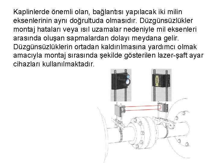 Kaplinlerde önemli olan, bağlantısı yapılacak iki milin eksenlerinin aynı doğrultuda olmasıdır. Düzgünsüzlükler montaj hataları