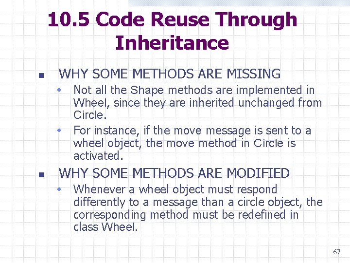 10. 5 Code Reuse Through Inheritance n WHY SOME METHODS ARE MISSING w Not