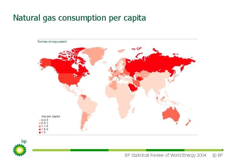 Natural gas consumption per capita BP Statistical Review of World Energy 2004 © BP