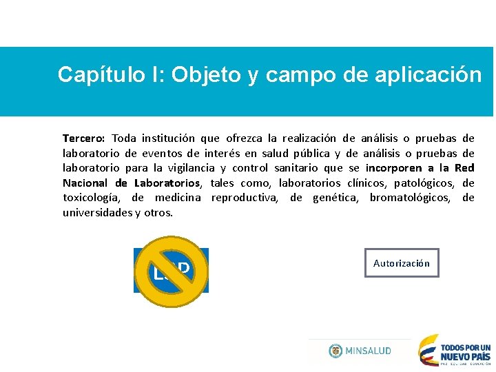 Capítulo I: Objeto y campo de aplicación Tercero: Toda institución que ofrezca la realización