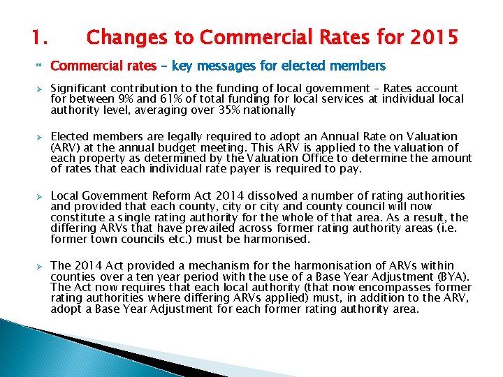 1. Ø Ø Changes to Commercial Rates for 2015 Commercial rates – key messages