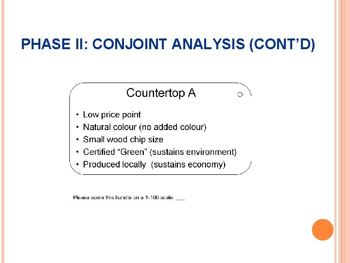 PHASE II: CONJOINT ANALYSIS (CONT’D) 