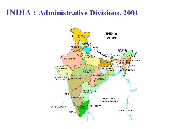 INDIA : Administrative Divisions, 2001 