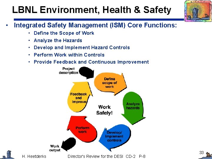 LBNL Environment, Health & Safety • Integrated Safety Management (ISM) Core Functions: • •