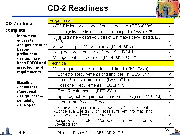 CD-2 Readiness Programmatic WBS Dictionary - scope of project defined (DESI-0398) Risk Registry –