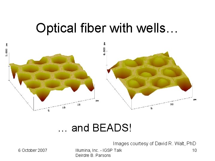 Optical fiber with wells… … and BEADS! Images courtesy of David R. Walt, Ph.