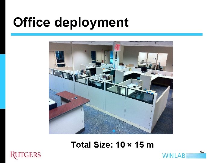 Office deployment Total Size: 10 × 15 m WINLAB 61 