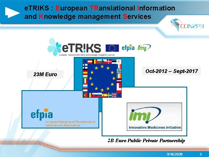 e. TRIKS : European TRanslational Information and Knowledge management Services 23 M Euro Oct-2012