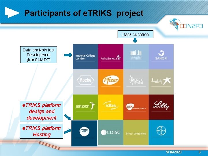 Participants of e. TRIKS project Data curation Data analysis tool Development (tran. SMART) e.