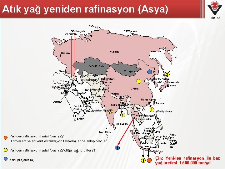 Atık yağ yeniden rafinasyon (Asya) TÜBİTAK Azerbaijan Armenia Russia Moscow Kazakhstan Mongolia Georgia 3