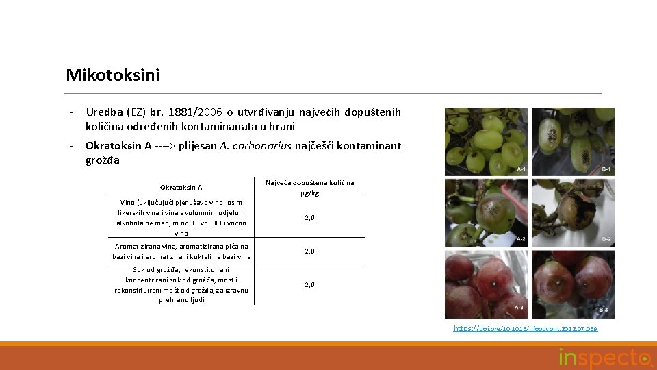 Mikotoksini - Uredba (EZ) br. 1881/2006 o utvrđivanju najvećih dopuštenih količina određenih kontaminanata u