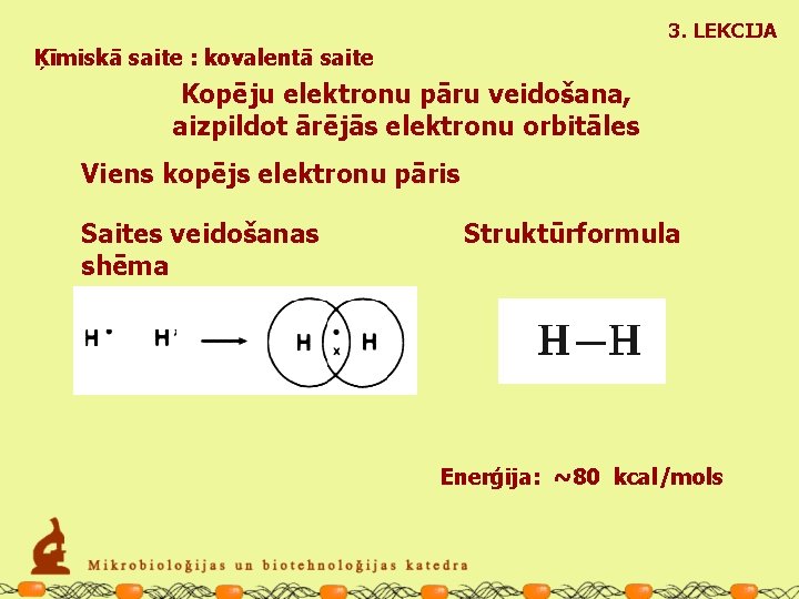 3. LEKCIJA Ķīmiskā saite : kovalentā saite Kopēju elektronu pāru veidošana, aizpildot ārējās elektronu