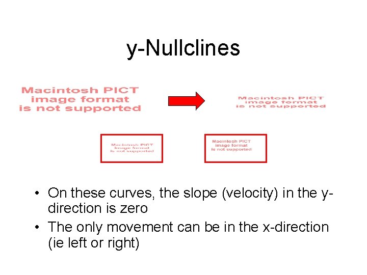 y-Nullclines • On these curves, the slope (velocity) in the ydirection is zero •
