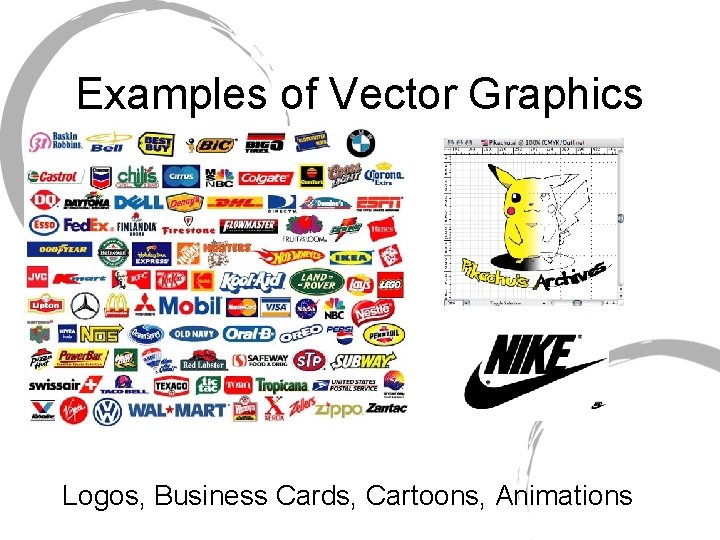 Examples of Vector Graphics Logos, Business Cards, Cartoons, Animations 