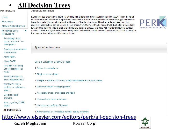  • All Decision Trees http: //www. elsevier. com/editors/perk/all-decision-trees Razieh Moghadam Kowsar Corp. 