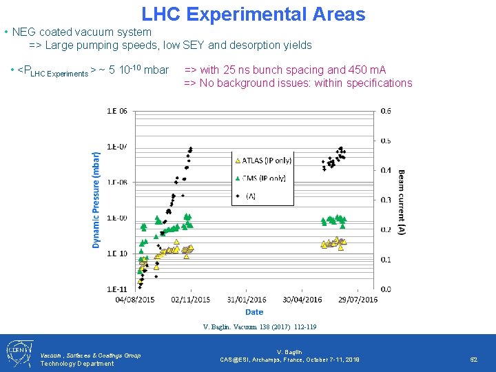 LHC Experimental Areas • NEG coated vacuum system => Large pumping speeds, low SEY