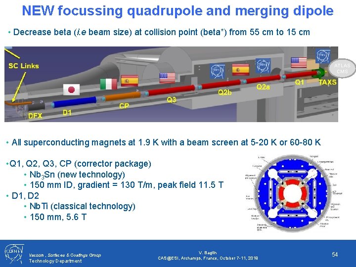 NEW focussing quadrupole and merging dipole • Decrease beta (i. e beam size) at