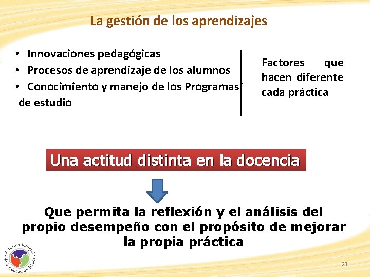 La gestión de los aprendizajes • Innovaciones pedagógicas • Procesos de aprendizaje de los