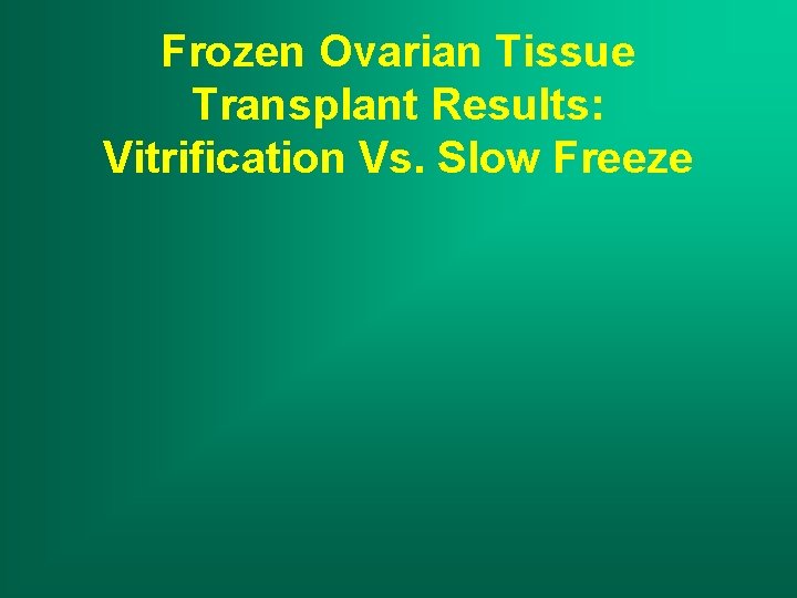 Frozen Ovarian Tissue Transplant Results: Vitrification Vs. Slow Freeze 