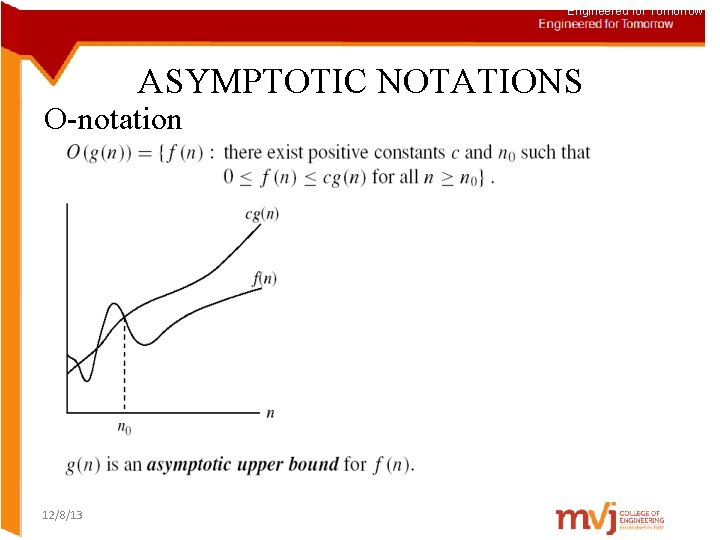 Engineered for Tomorrow ASYMPTOTIC NOTATIONS O-notation 12/8/13 