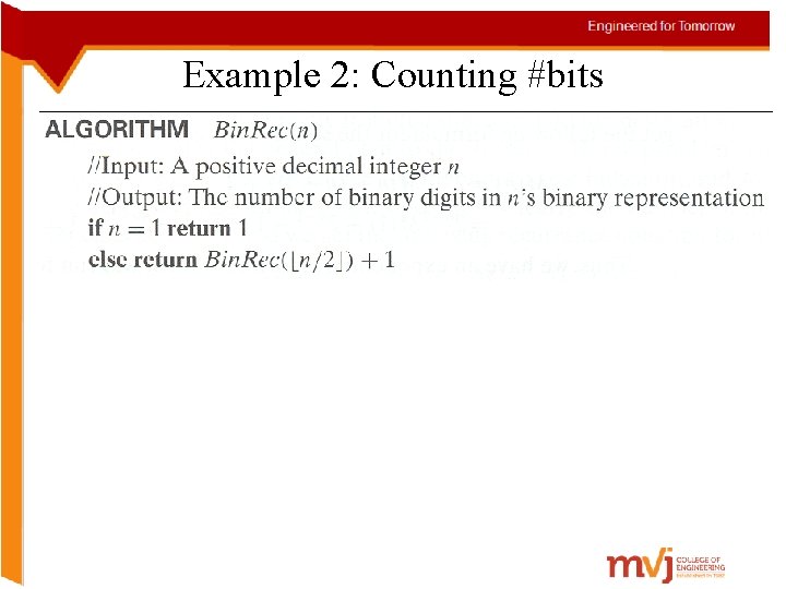 Example 2: Counting #bits 