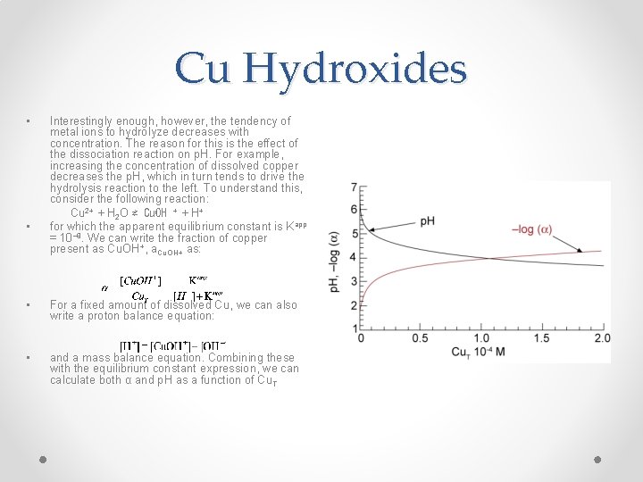 Cu Hydroxides • • Interestingly enough, however, the tendency of metal ions to hydrolyze