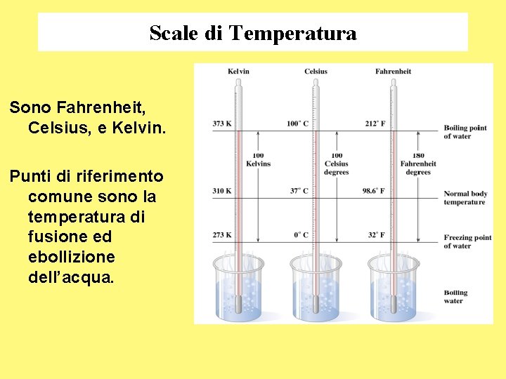 Scale di Temperatura Sono Fahrenheit, Celsius, e Kelvin. Punti di riferimento comune sono la