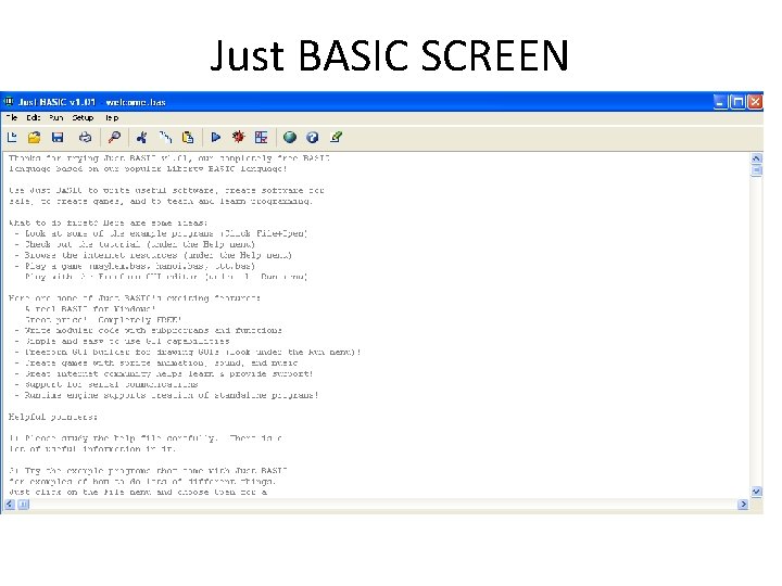 Just BASIC SCREEN 