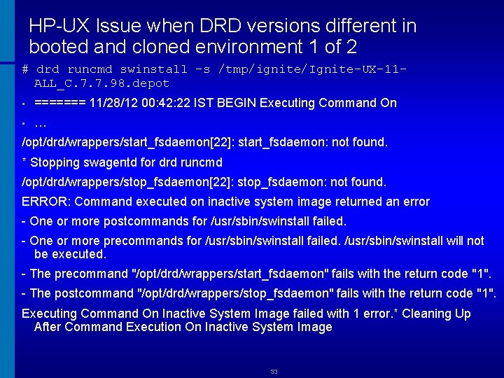 HP-UX Issue when DRD versions different in booted and cloned environment 1 of 2