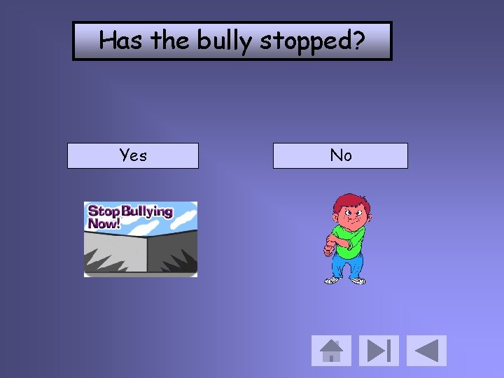 Has the bully stopped? Yes No 