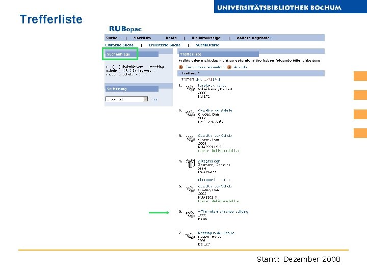 Trefferliste Stand: Dezember 2008 