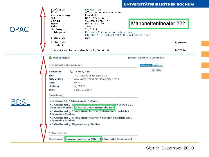 OPAC Marionettentheater ? ? ? ----------------------------------- BDSL Stand: Dezember 2008 